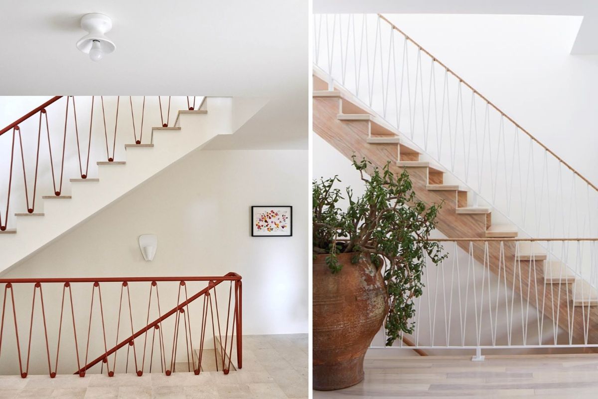 Thiết kế cầu thang tối giản với lan can mảnh mai, thoáng sáng và hiện đại (Ảnh: Sưu tầm)