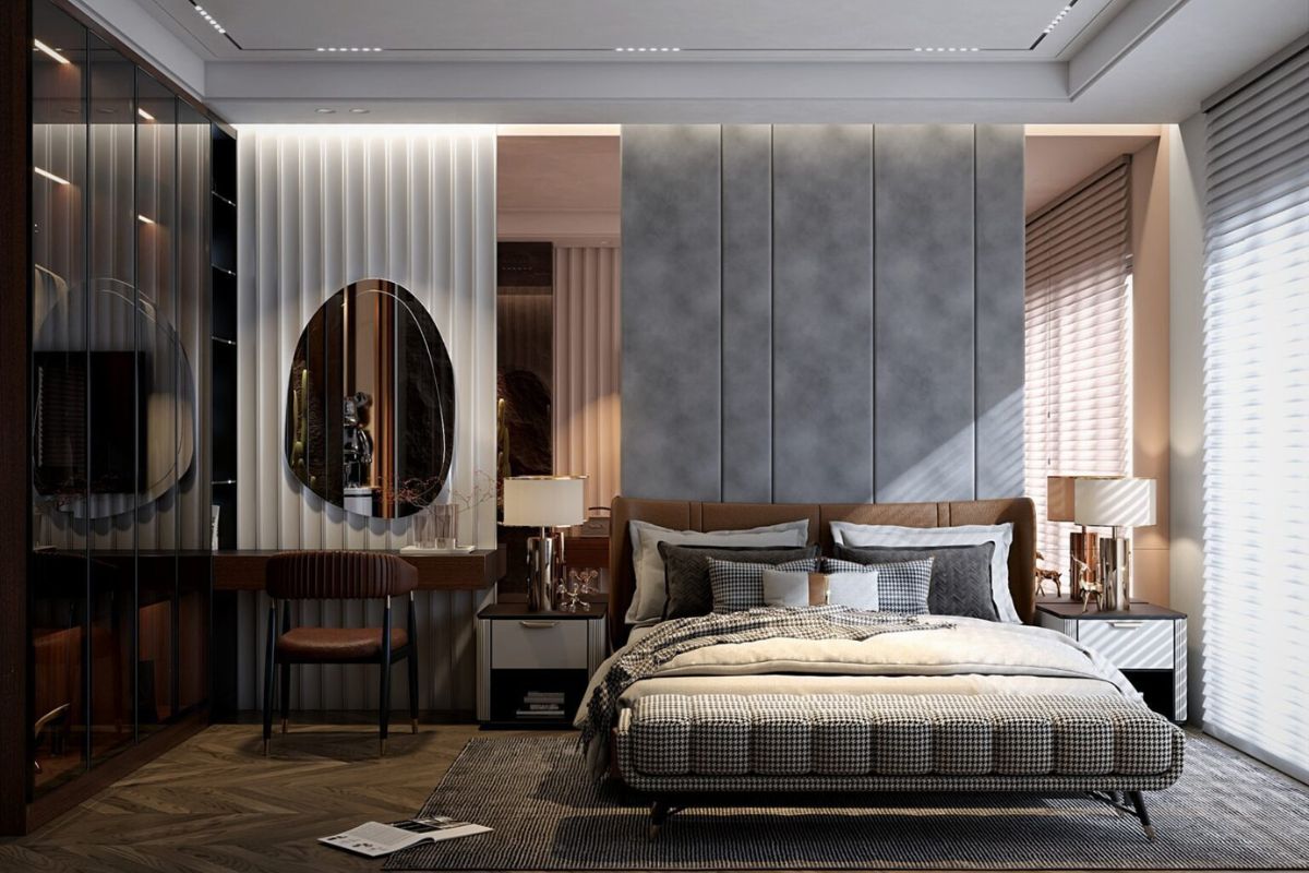 Giường ngủ kê gần cửa sổ nên sử dụng rèm để hạn chế ánh sáng gây chói mắt (Ảnh: Sưu tầm)