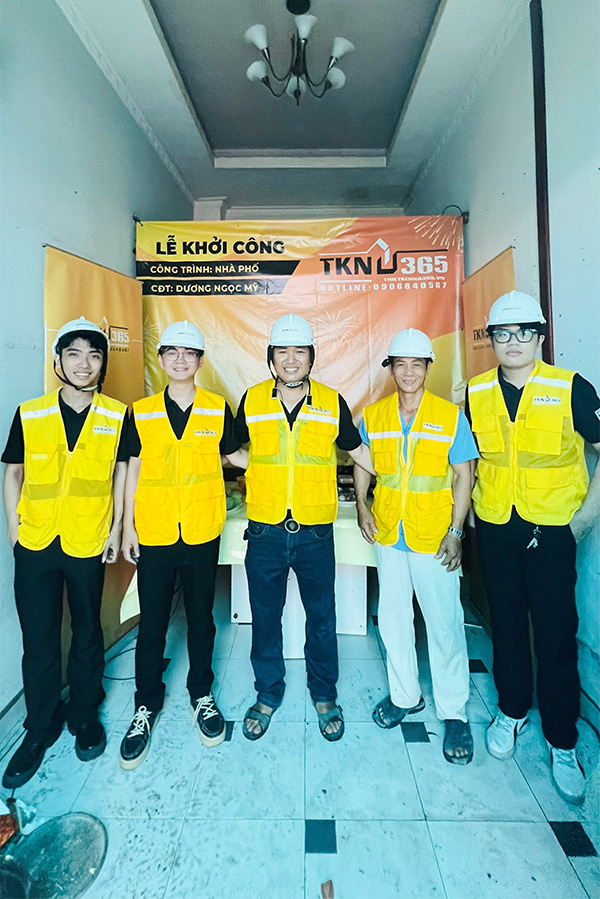 Nhà chị Mỹ Quận 8, nhà phố 1 triệt 2 lầu 1 tum, khởi công