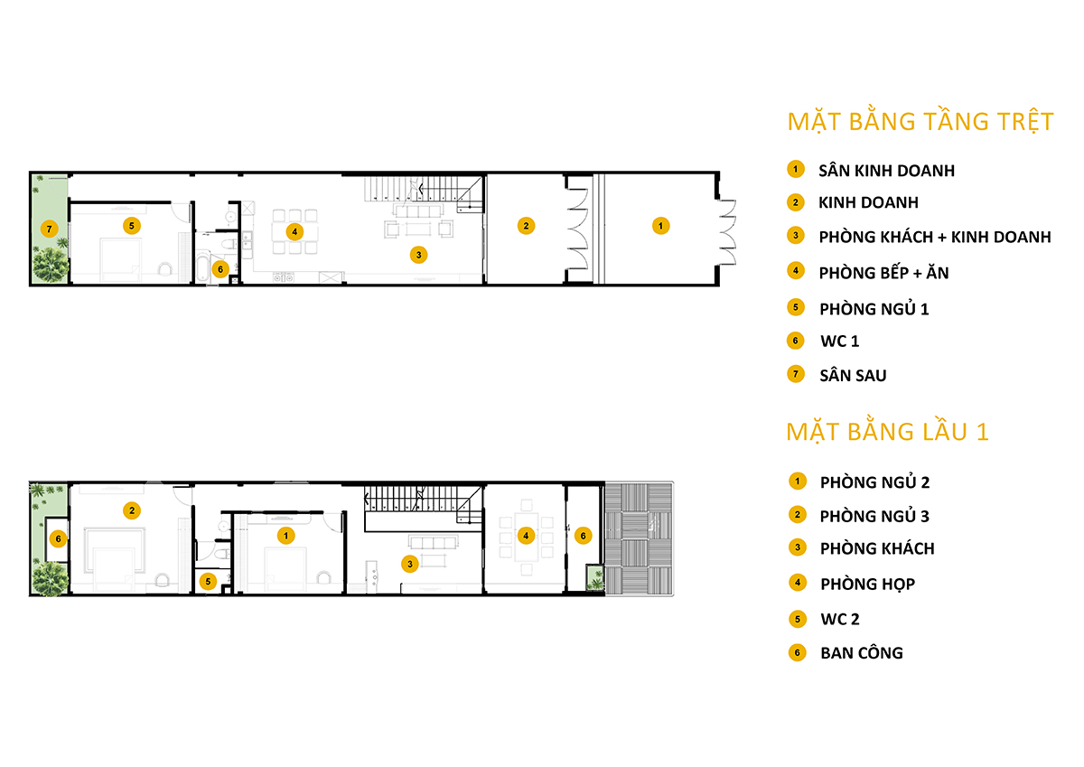 Mặt bằng công năng chi tiết nhà phố 1 trệt 1 lầu L’s House