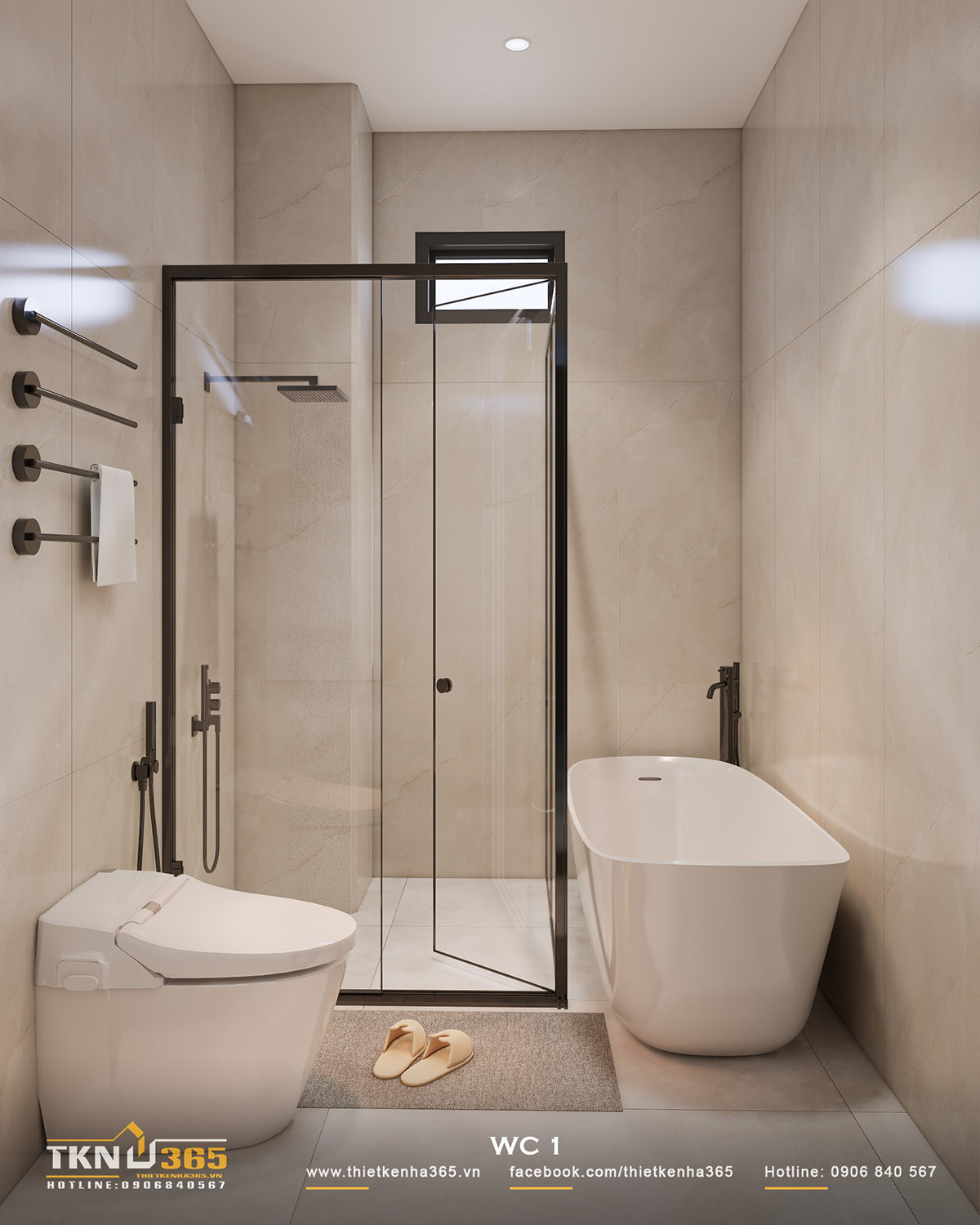 Phòng vệ sinh hiện đại, trang bị đầy đủ thiết bị