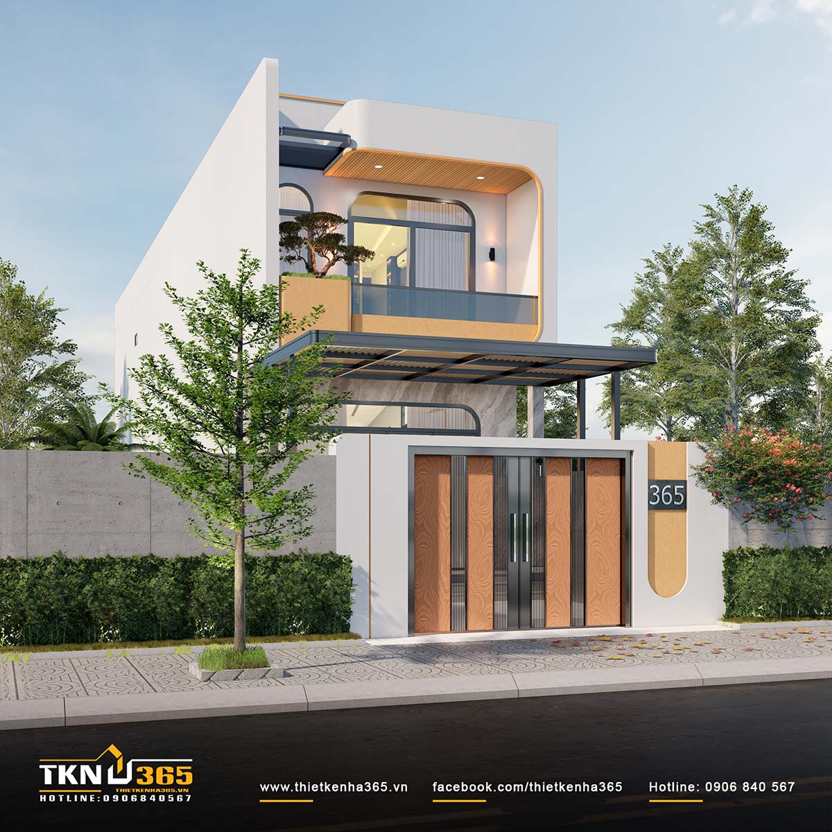 L’s House sở hữu mặt tiền hiện đại, tạo điểm nhấn nhờ những hình khối vuông vức kết hợp những đường cong mềm mại