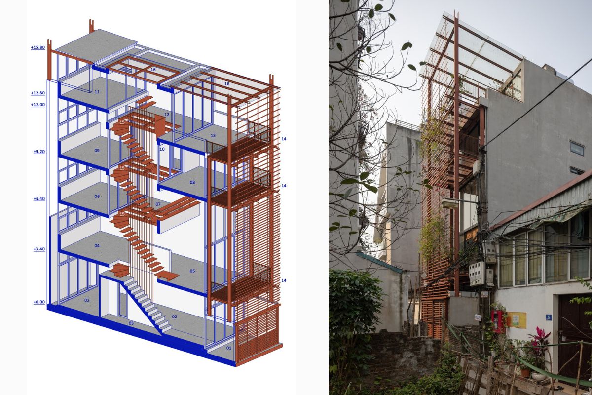Nhà diện tích lớn nhưng nằm trong hẻm, số tầng bị giới hạn; tầng lửng giúp tăng diện tích sử dụng mà không bị tính vào số tầng (Ảnh: Sưu tầm)