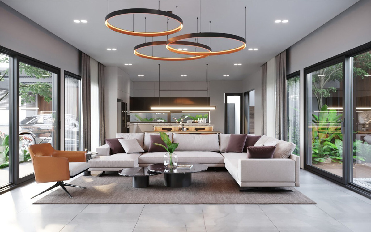 Công trình mang đến không gian sống hiện đại, yên tĩnh và chan hòa cùng thiên nhiên.
