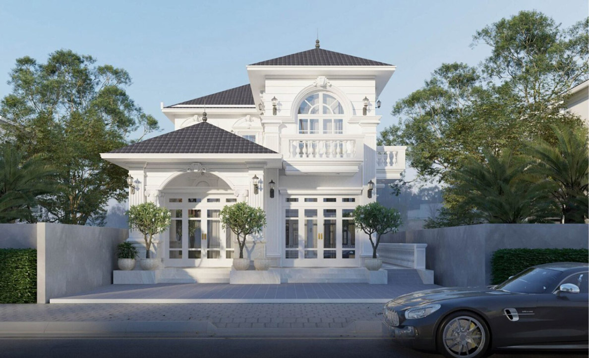 Mẫu biệt thự Tân Cổ Điển 2 tầng 300m2 nổi bật với vẻ đẹp sang trọng, chuẩn mực và tinh tế.