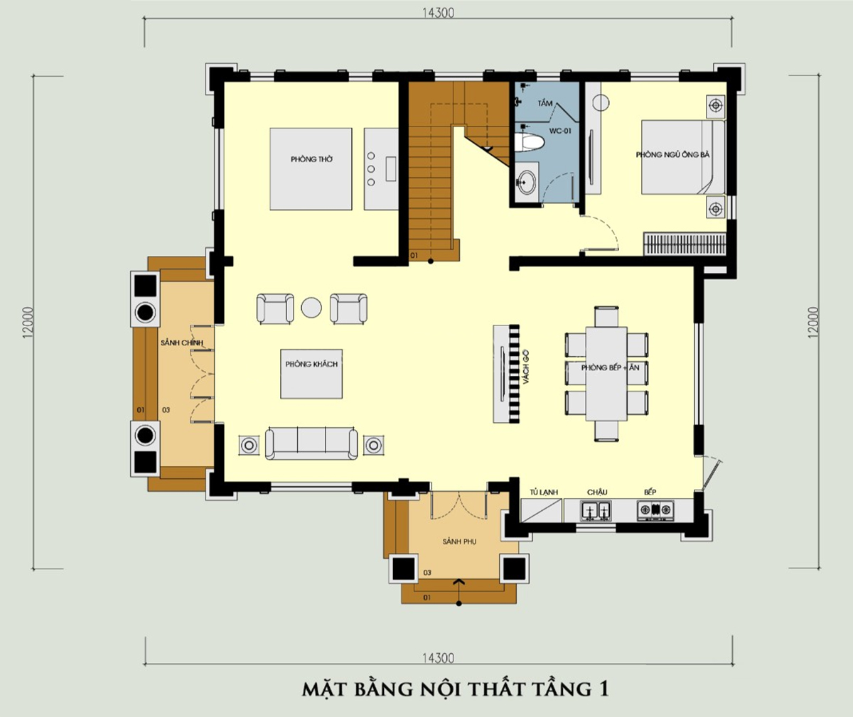 Bản vẽ mẫu biệt thự 2 tầng m&aacute;i Th&aacute;i 4 ph&ograve;ng ngủ