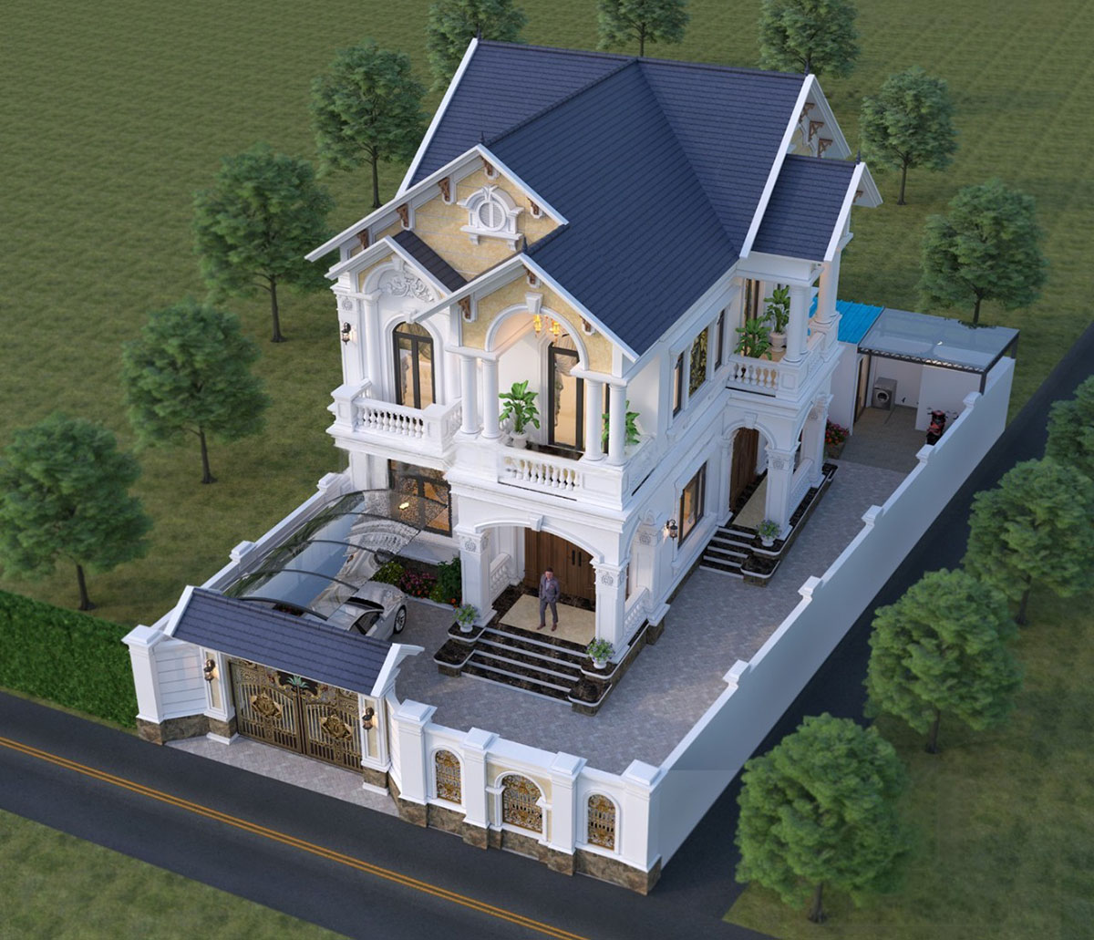 M&aacute;i Th&aacute;i chữ A gi&uacute;p c&ocirc;ng tr&igrave;nh th&ecirc;m thanh tho&aacute;t v&agrave; tho&aacute;ng m&aacute;t, đồng thời bảo vệ ng&ocirc;i nh&agrave; khỏi thấm dột, tăng tuổi thọ cho phần m&aacute;i. 