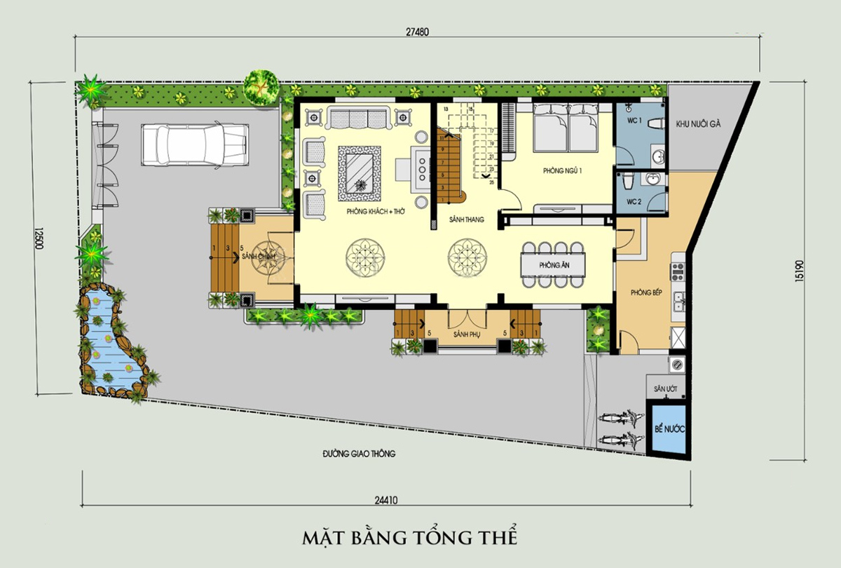 Bản vẽ mẫu biệt thự 2 tầng t&acirc;n cổ điển m&aacute;i Th&aacute;i