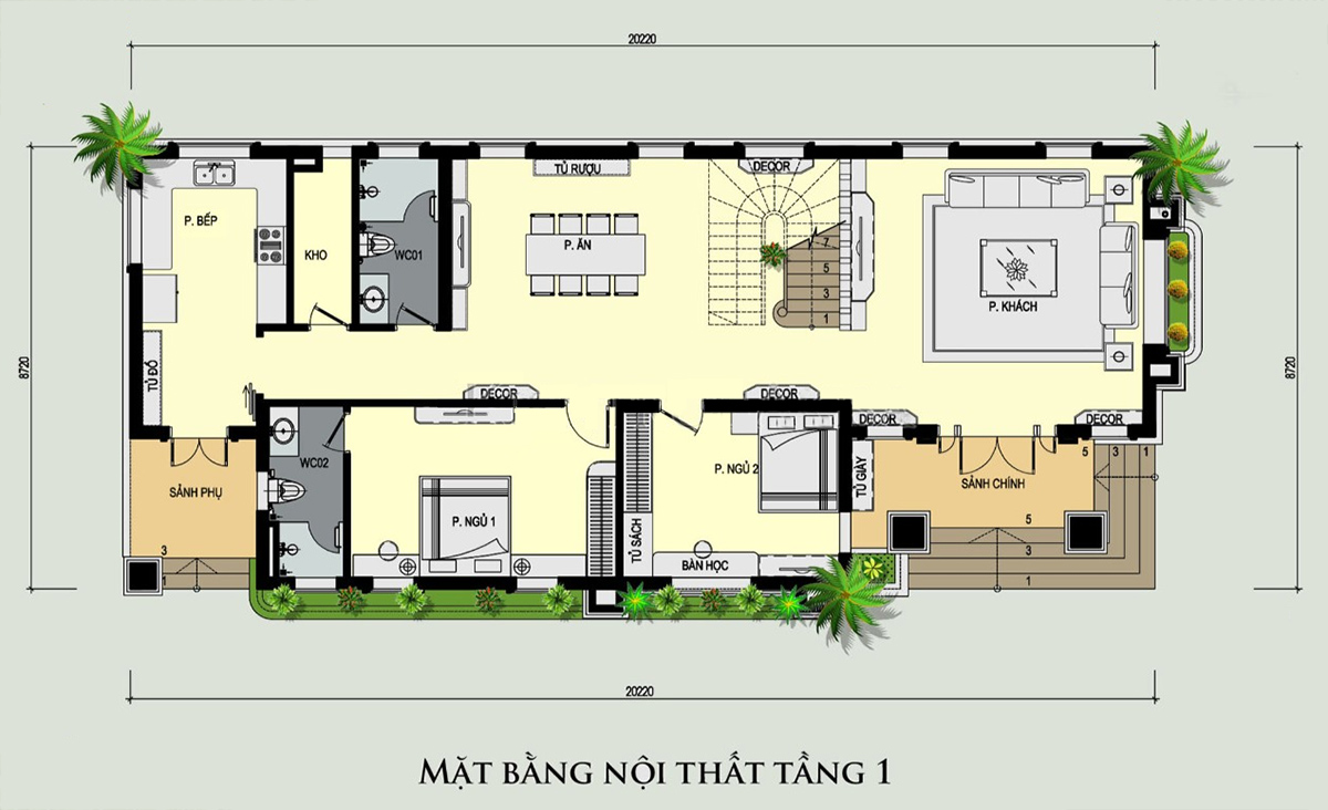Bản vẽ mẫu biệt thự m&aacute;i Th&aacute;i 2 tầng hiện đại
