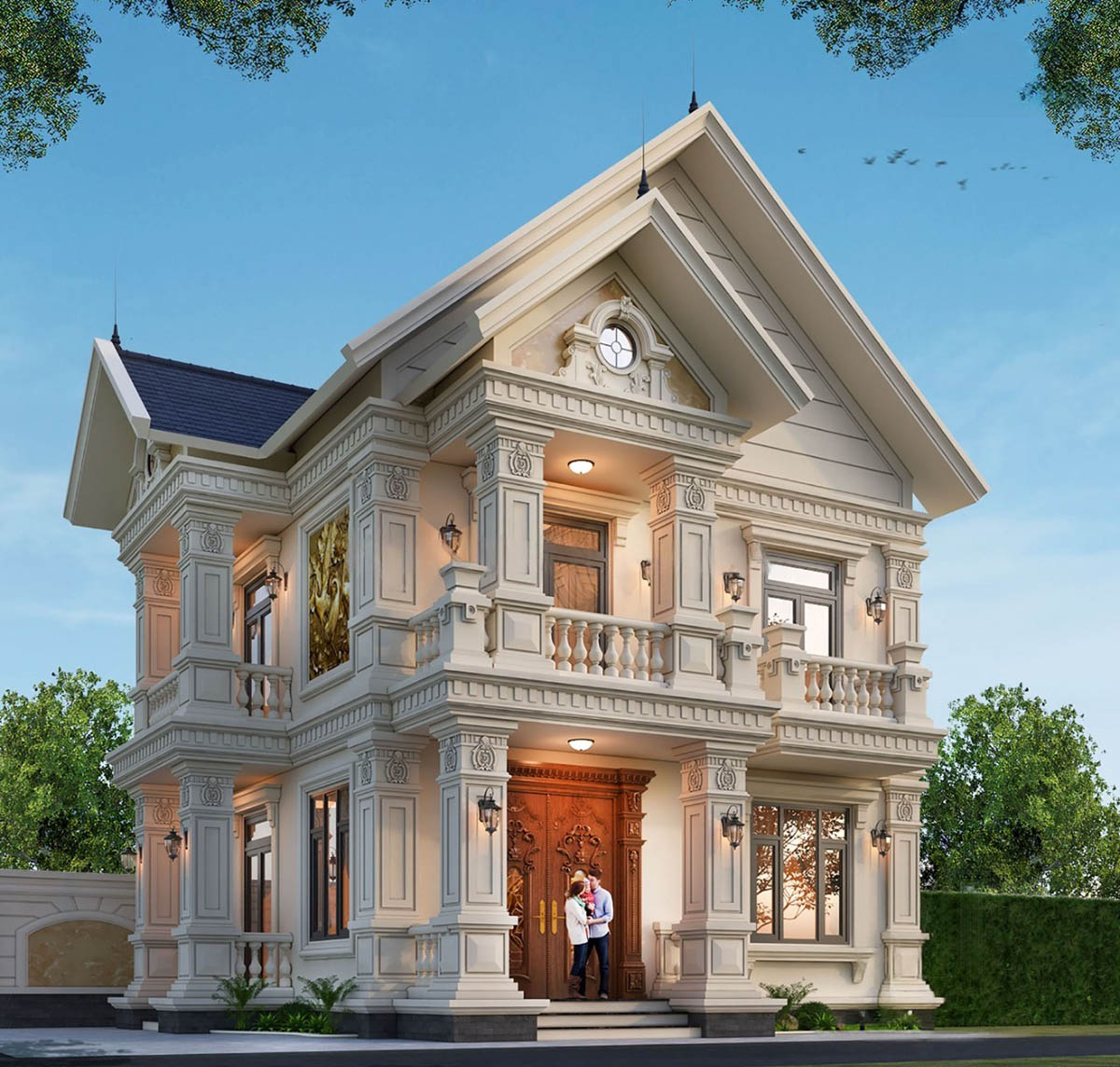 Mẫu biệt thự mini 2 tầng m&aacute;i Th&aacute;i l&agrave; sự kết hợp ho&agrave;n hảo giữa kiến tr&uacute;c t&acirc;n cổ điển sang trọng v&agrave; m&aacute;i Th&aacute;i hiện đại.