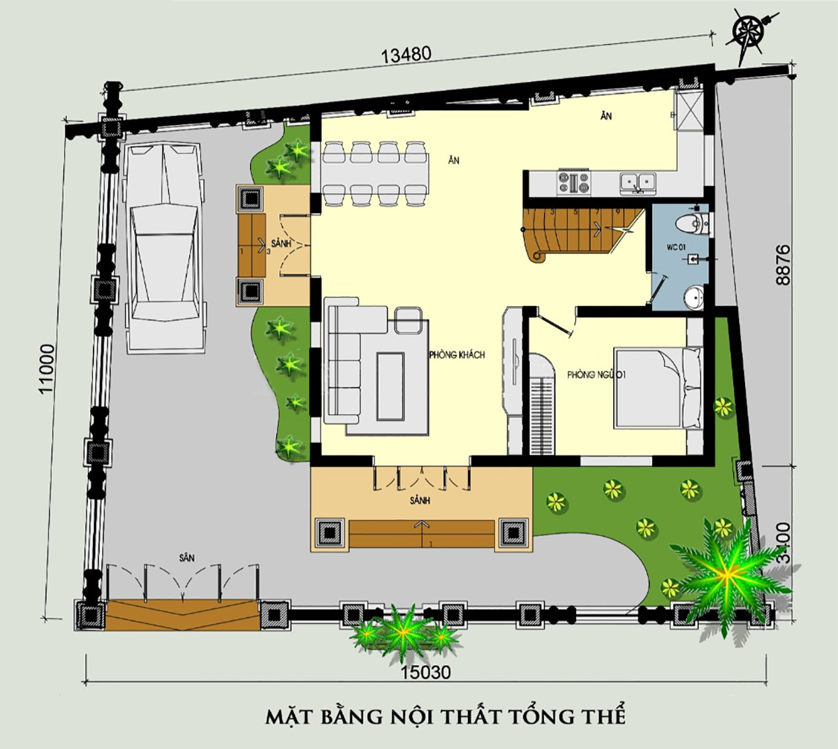 Bản vẽ mẫu biệt thự mini 2 tầng m&aacute;i Th&aacute;i