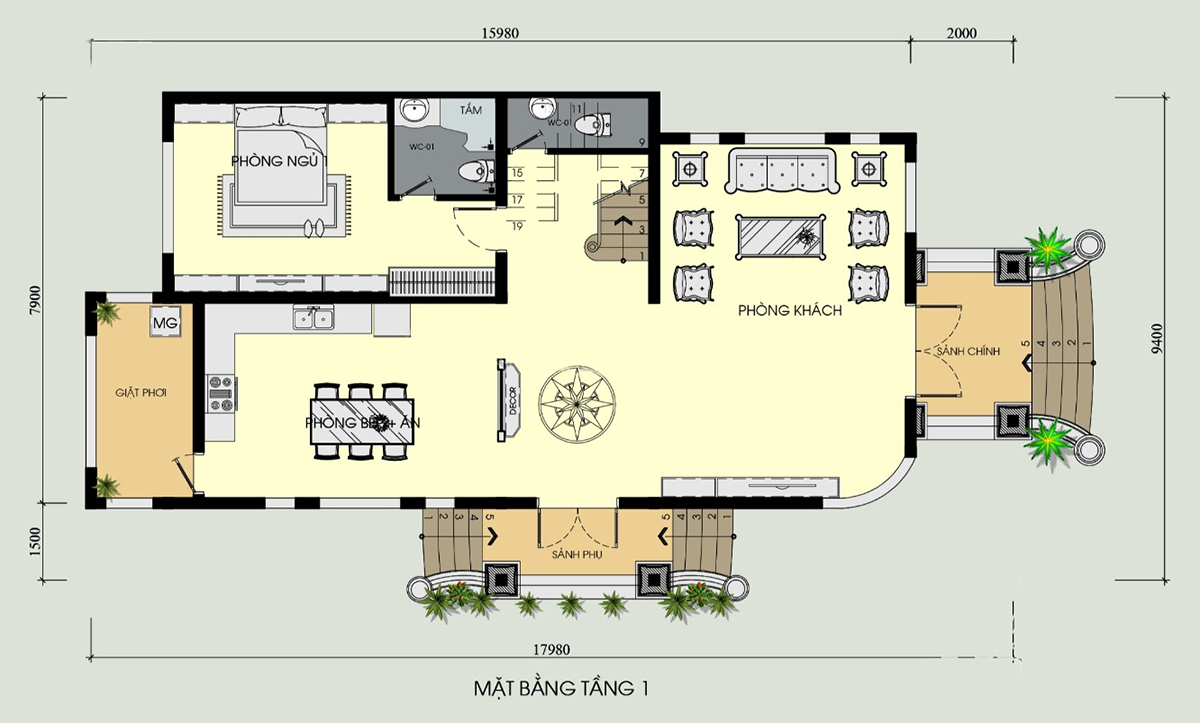 Mẫu biệt thự vườn 2 tầng m&aacute;i Th&aacute;i