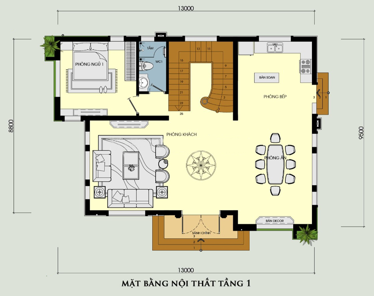 Bản vẽ mẫu biệt thự t&acirc;n cổ điển đẹp 2 tầng 1 tum m&aacute;i Th&aacute;i