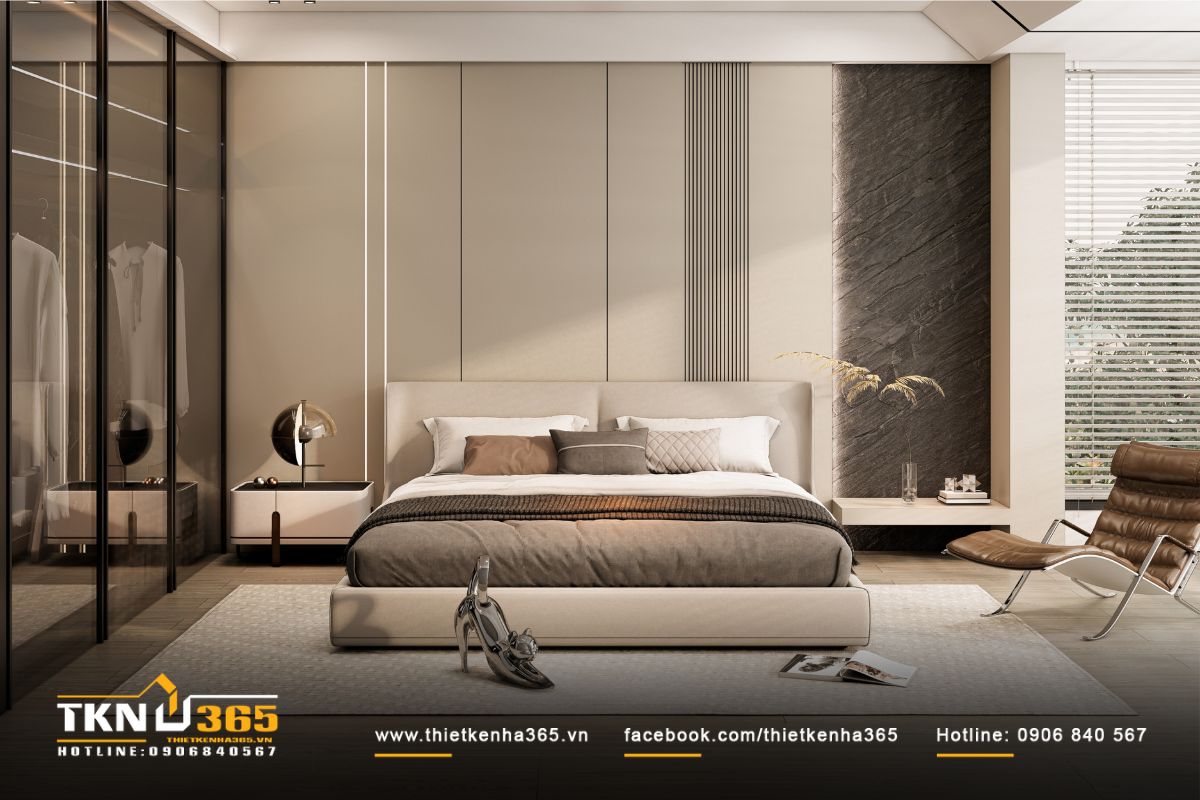 Tổng thể phòng ngủ cân đối hài hòa trở thành “trạm sạc năng lượng” cho các thành viên sau những giờ làm việc mệt mỏi