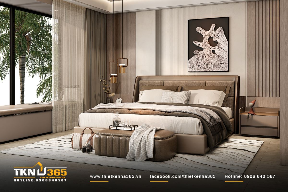 Các phòng ngủ đều hướng ra sân vườn, rút ngắn khoảng cách giữa con người và thiên nhiên