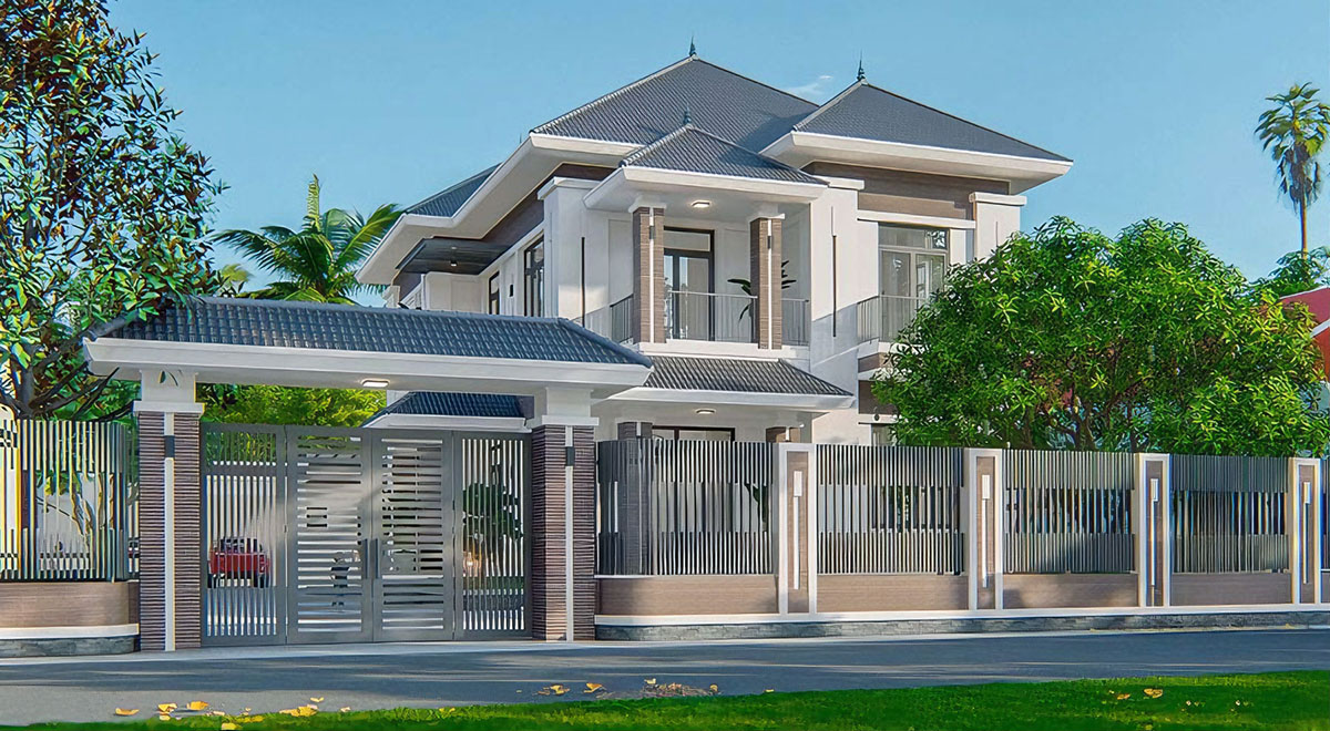 Mẫu biệt thự mini hiện đại 2 tầng 120m2 4 phòng ngủ là lựa chọn hoàn hảo cho những gia đình yêu thích không gian sống trẻ trung, sang trọng nhưng vẫn ấm cúng và thân thiện.