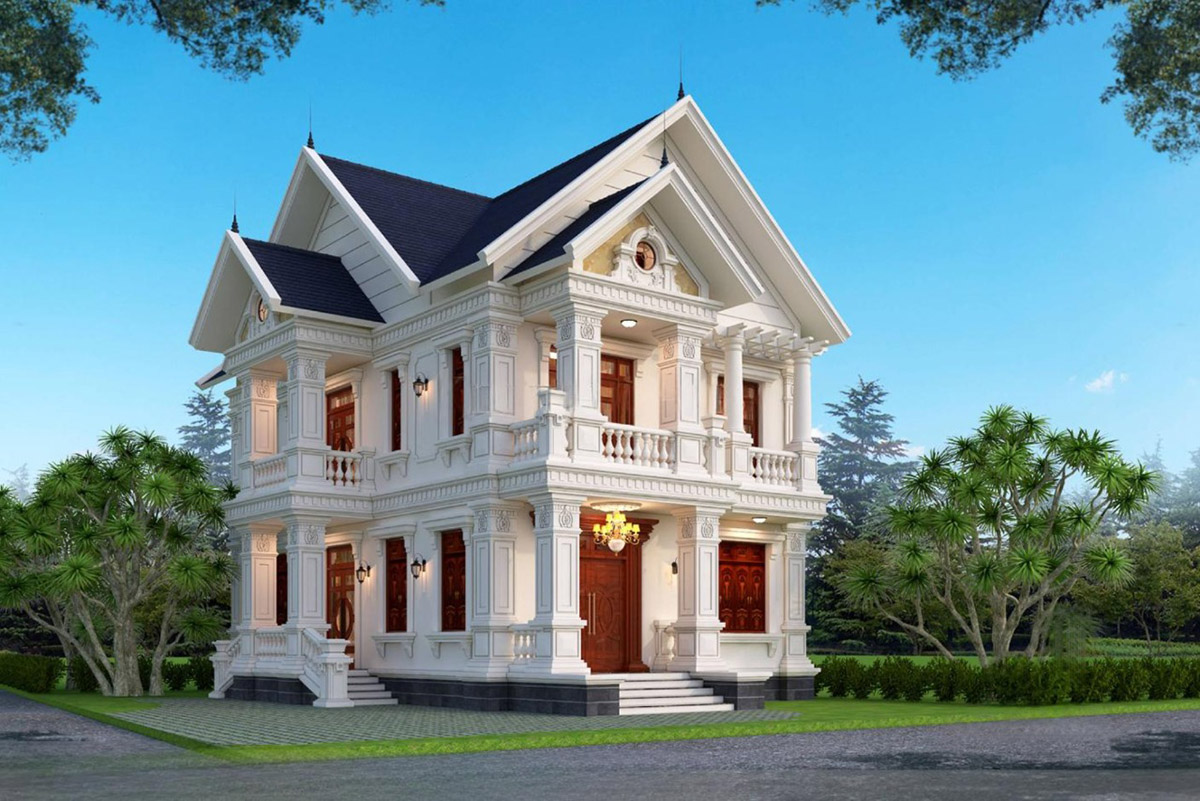 Biệt thự m&aacute;i Th&aacute;i 2 tầng thường ph&aacute;t huy tối đa vẻ đẹp tr&ecirc;n quỹ đất từ 100m&sup2; trở l&ecirc;n.