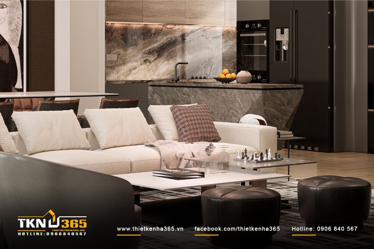 Ánh sáng phản chiếu trên mặt đá tự nhiên gợi cảm giác sang trọng