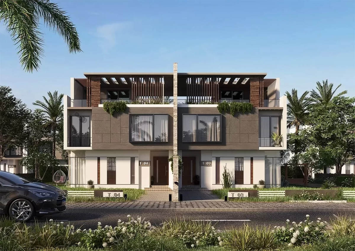 Mẫu biệt thự song lập hiện đại nổi bật với các đường nét kiến trúc mạnh mẽ, dứt khoát, không cầu kỳ nhưng vẫn toát lên vẻ sang trọng và thời thượng.