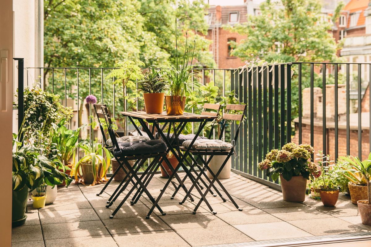 Bố trí cây trồng theo nhiều lớp giúp bố cục ban công hài hòa và thông thoáng (Ảnh: Sưu tầm)