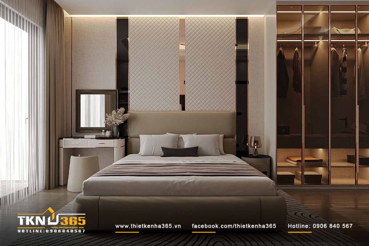 Bàn trang điểm nhỏ gọn bên khung cửa sổ kết nối với thiên nhiên