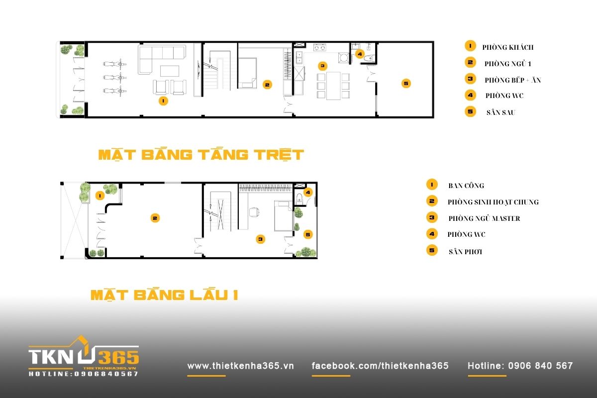 Bản vẽ mặt bằng nhà phố 2 tầng NH’s House