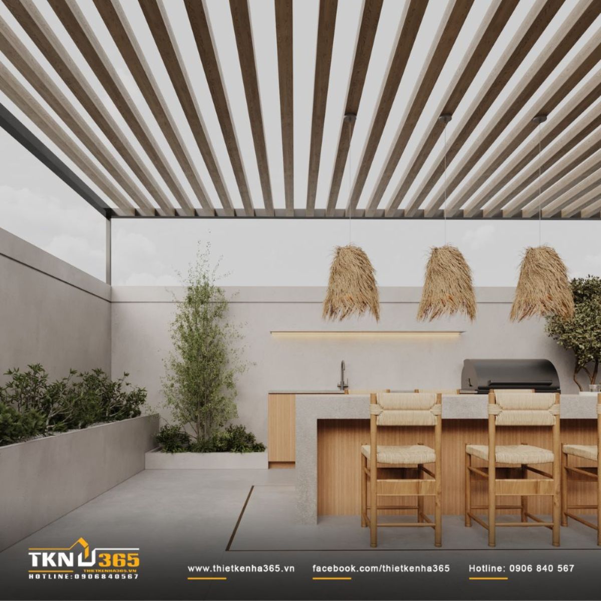 Khu vực s&acirc;n thượng l&agrave; điểm nhấn nổi bật nhất của thiết kế nh&agrave; phố 3 tầng Q&rsquo;s House