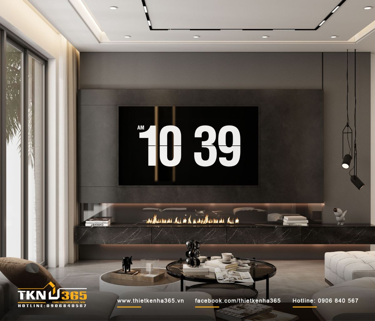 Không gian sinh hoạt chung thiết kế mở thông thoáng và bố trí tại tầng trệt