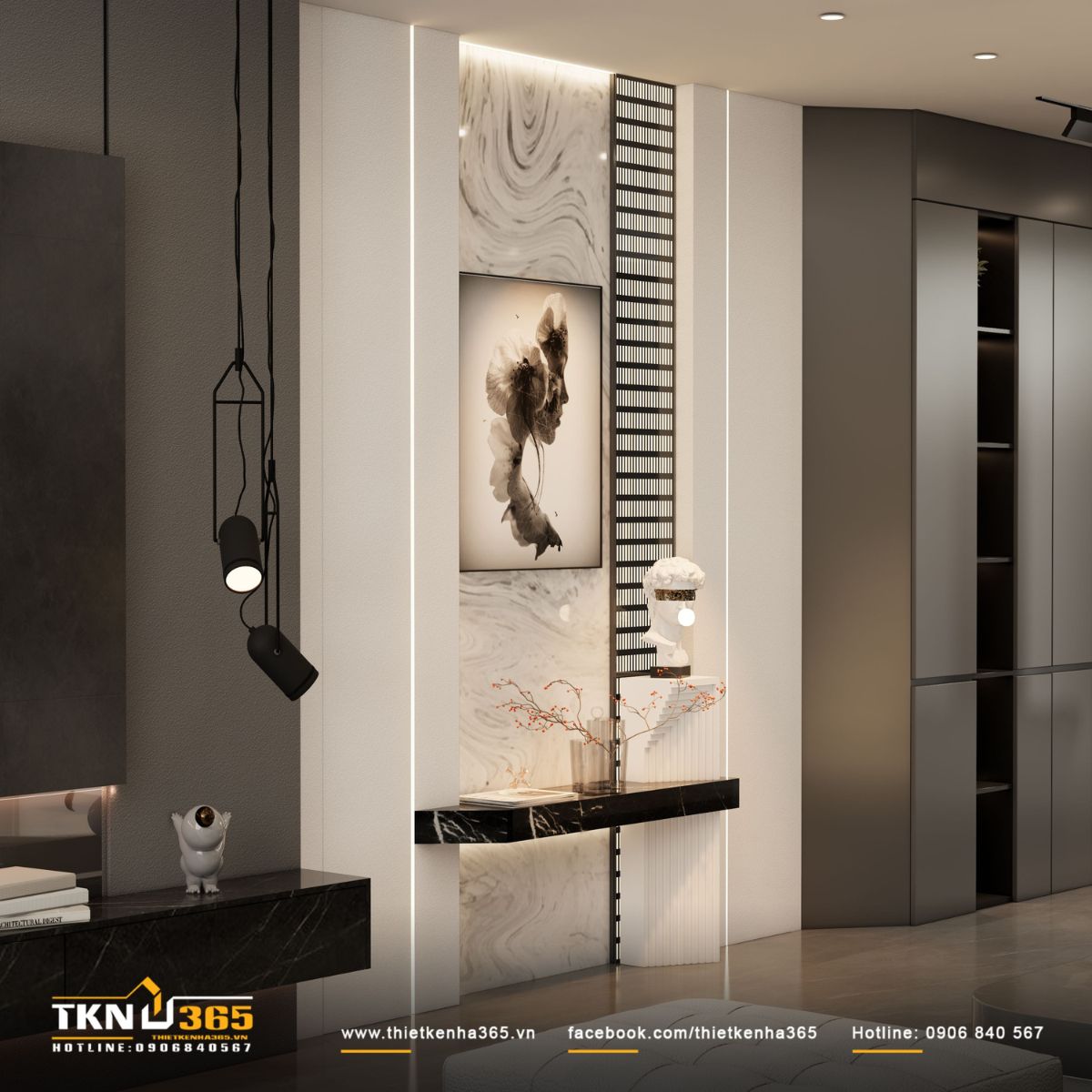 Nghệ thuật cân bằng còn được thể hiện qua việc lựa chọn màu sắc linh hoạt, đơn giản nhưng đảm bảo tính thẩm mỹ cao