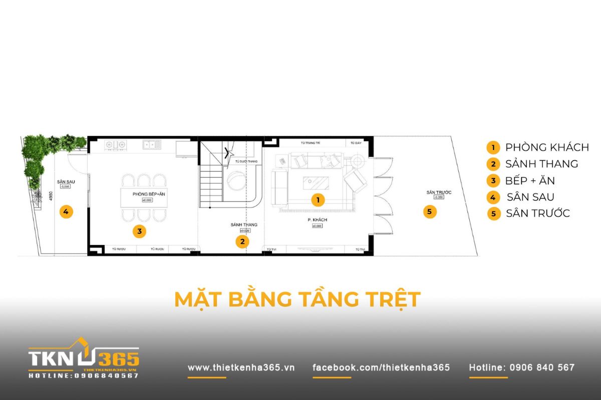 Các bản vẽ mặt bằng nhà phố 3 tầng D’s House