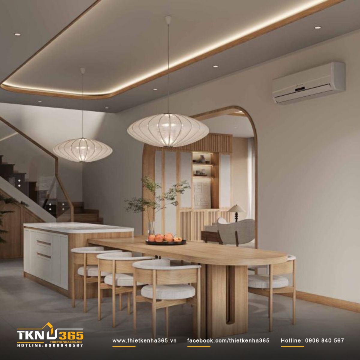 Không gian bếp ăn mở liền mạch, đảm bảo tính kết nối và tương tác giữa các thành viên