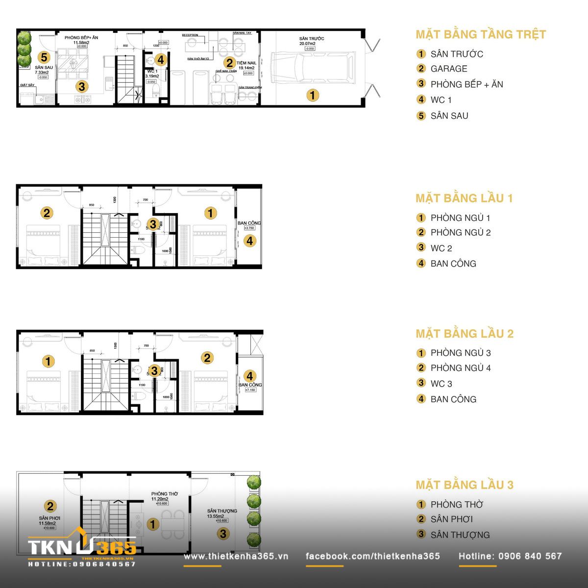 Bản vẽ mặt bằng nhà phố 4 tầng