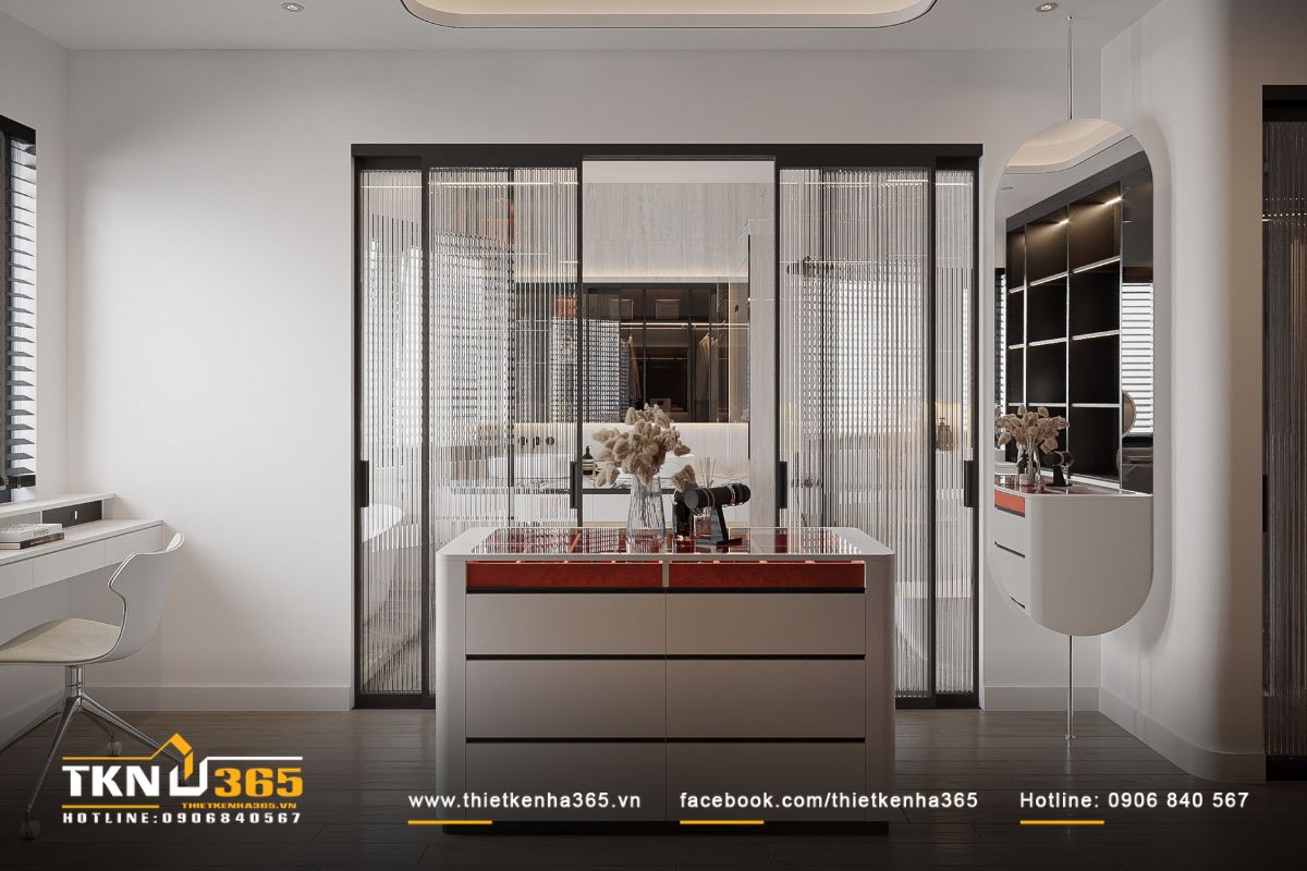 Sự kết hợp của kính, ánh sáng và đường cong trần tạo nên cảm giác hiện đại, thanh thoát