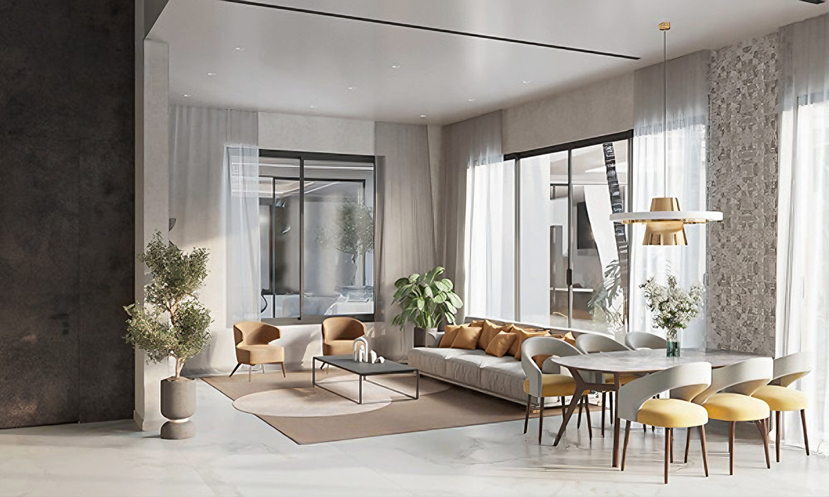 Thiết kế nội thất không gian mở giúp không gian rộng thoáng, ánh sáng tự nhiên lan tỏa khắp ngôi nhà và tạo sự gắn kết giữa các thành viên trong gia đình.