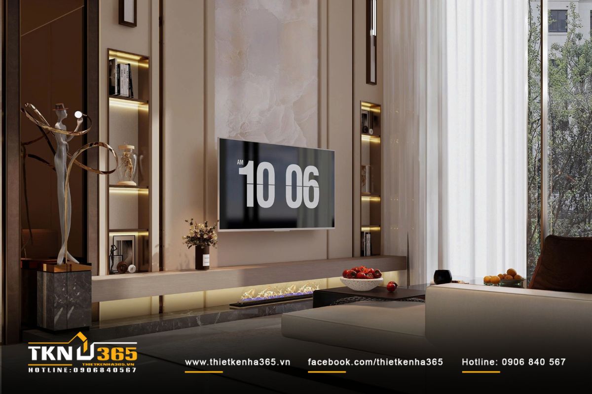 Ánh sáng tự nhiên tràn ngập phòng khách, kết hợp rèm voan trắng mềm mại giúp không gian luôn thoáng sáng và thư giãn