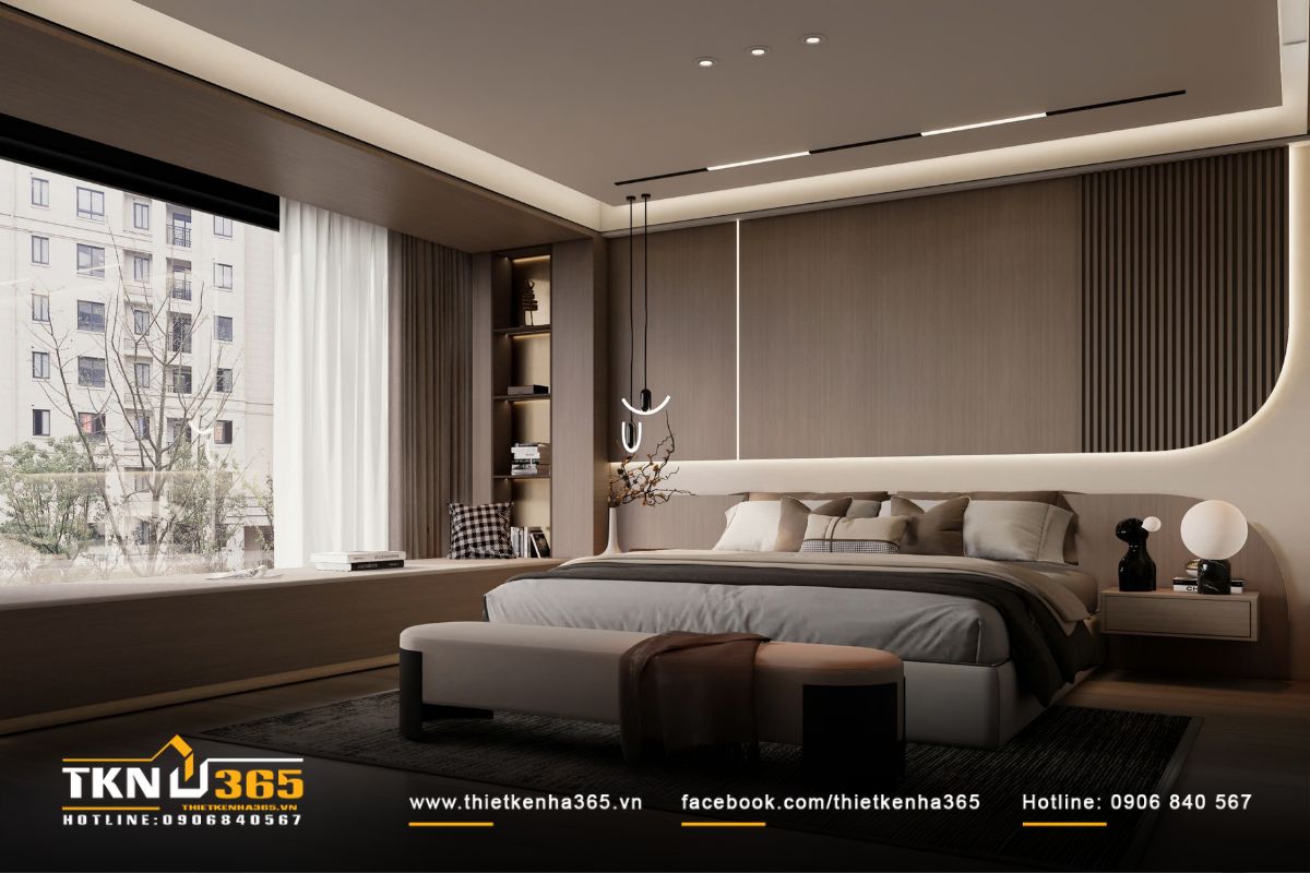 Bục cửa sổ thiết kế rộng tạo thành không gian ngồi đọc sách và ngắm nhìn khung cảnh đô thị bên ngoài