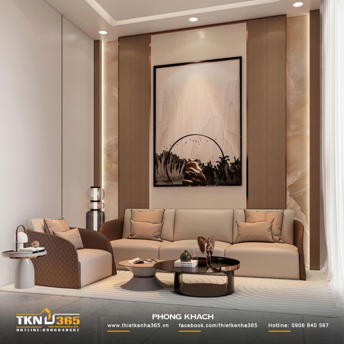 Góc sofa kết hợp bảng màu be - trắng - nâu mang lại cảm giác ấm áp nhưng vẫn nhẹ nhàng, đúng tinh thần tối giản của D’s House