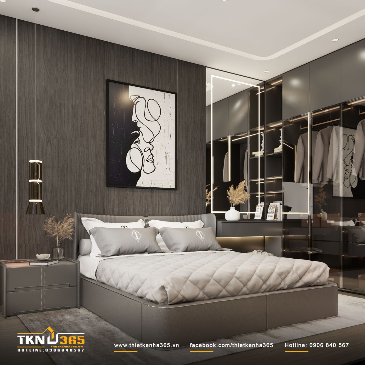 Bàn trang điểm kết hợp gương viền đèn LED tinh tế và hiện đại