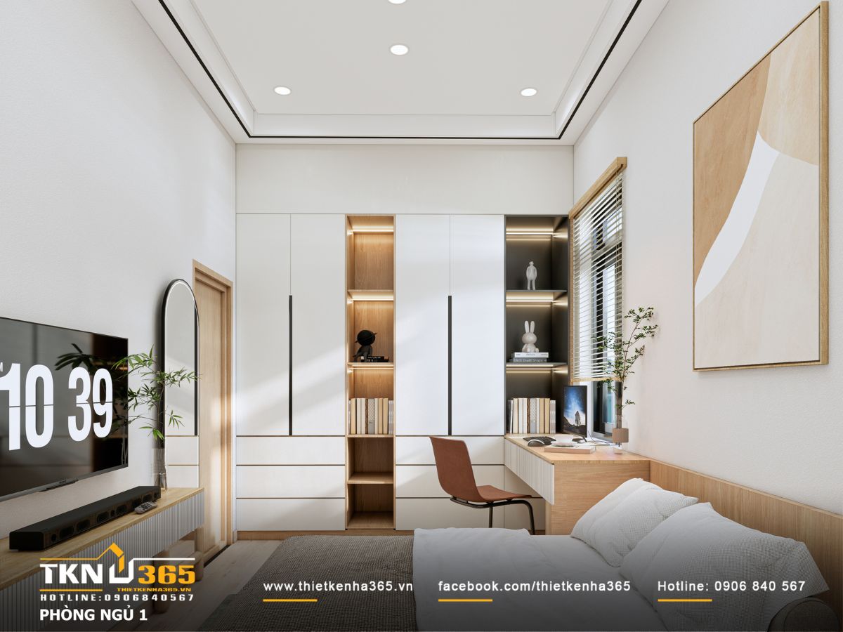 Bàn học, bàn làm việc hướng ra cửa sổ, tận dụng ánh sáng tự nhiên, giúp bảo vệ mắt và tạo cảm giác thư thái khi sử dụng máy tính