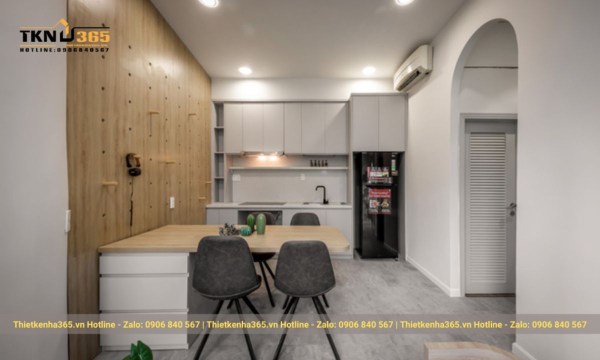 Thiết kế nội thất nhà méo thanh lịch kiểu Japandi