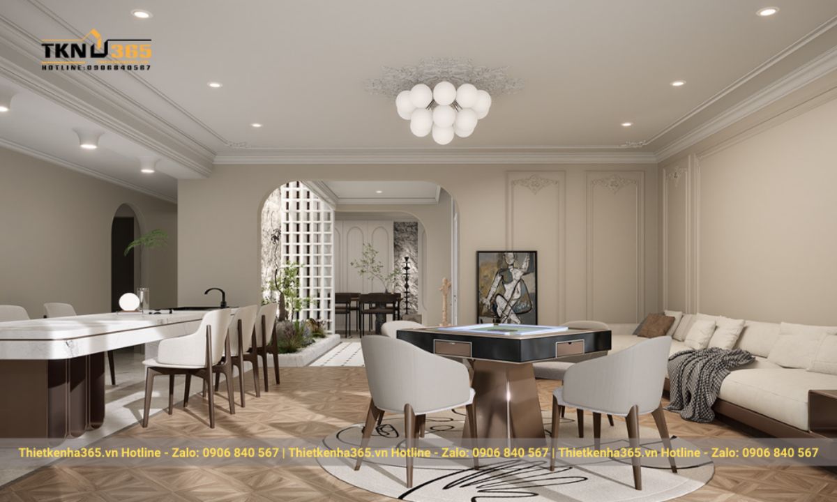 Mẫu 4: Thiết kế nội thất nhà kiểu Pháp gần gũi với thiên nhiên