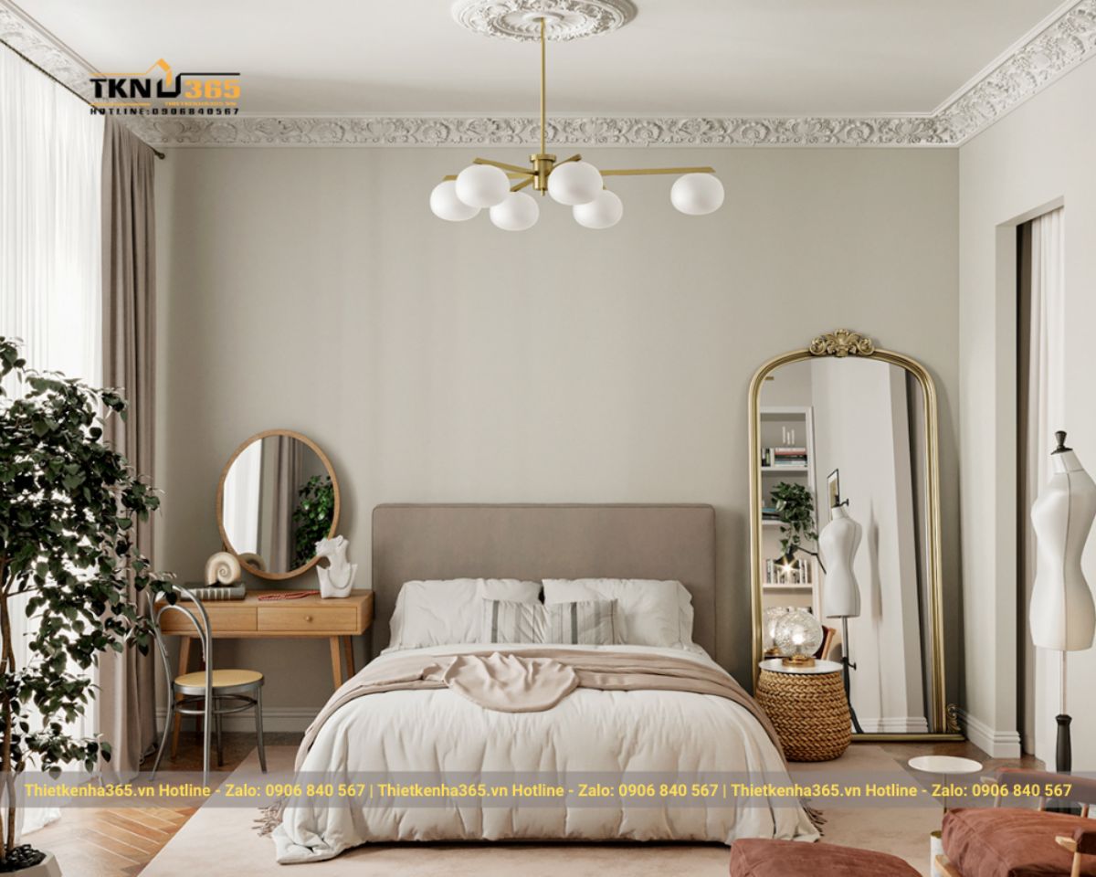 Mẫu 1: Thiết kế nội thất nhà kiểu Pháp cho căn hộ nhỏ