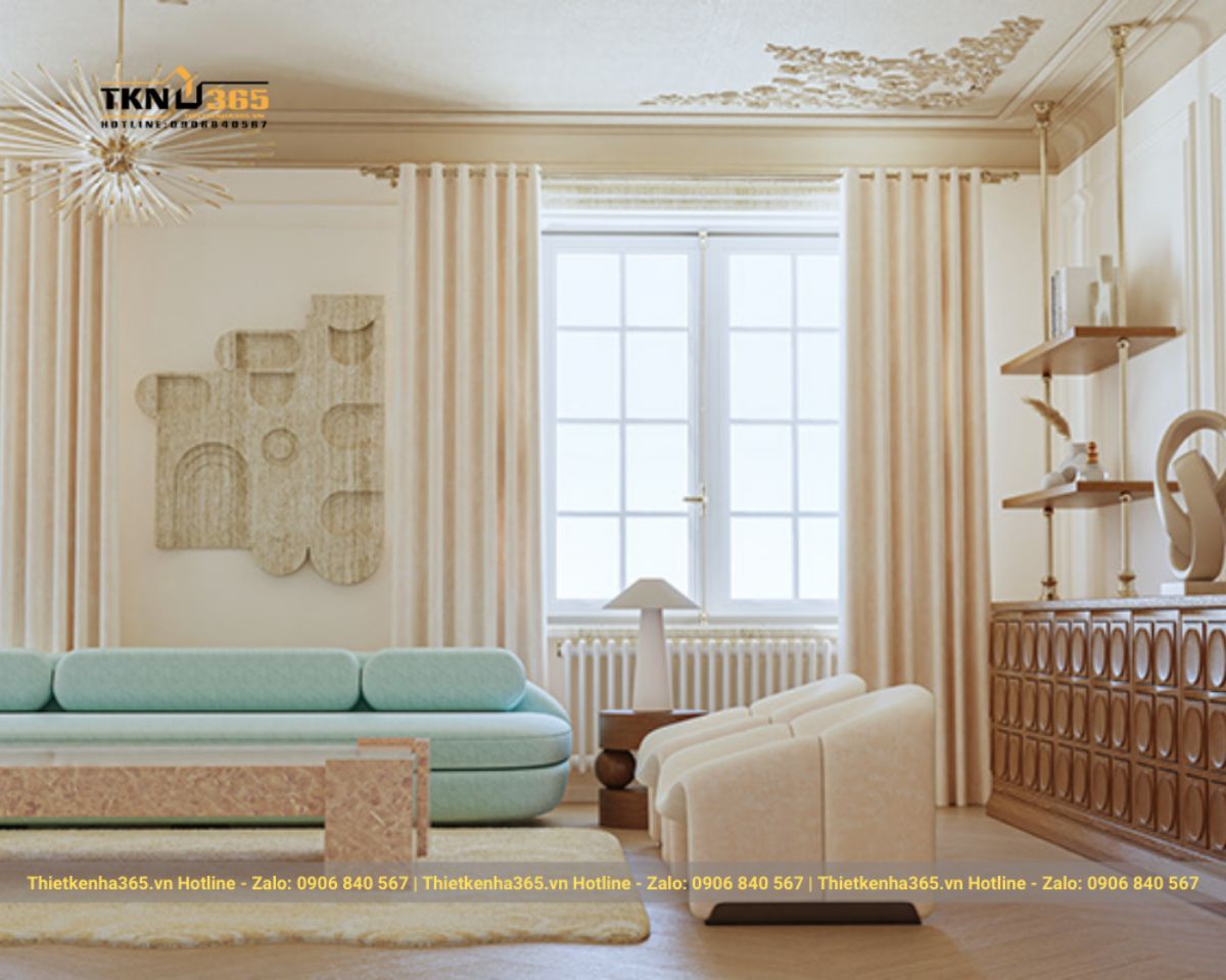 Mẫu 2: Thiết kế nội thất nhà kiểu Pháp thanh lịch