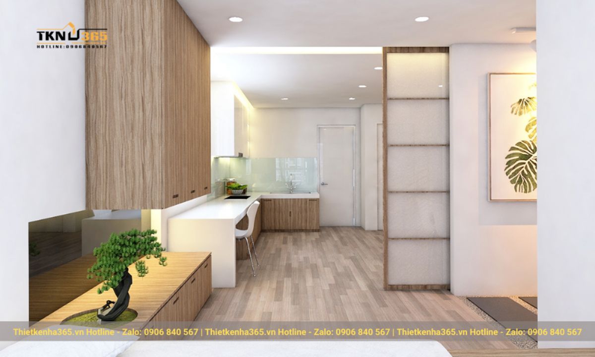 Mẫu 5: Nội thất kiểu Nhật đơn giản cho căn hộ diện tích nhỏ