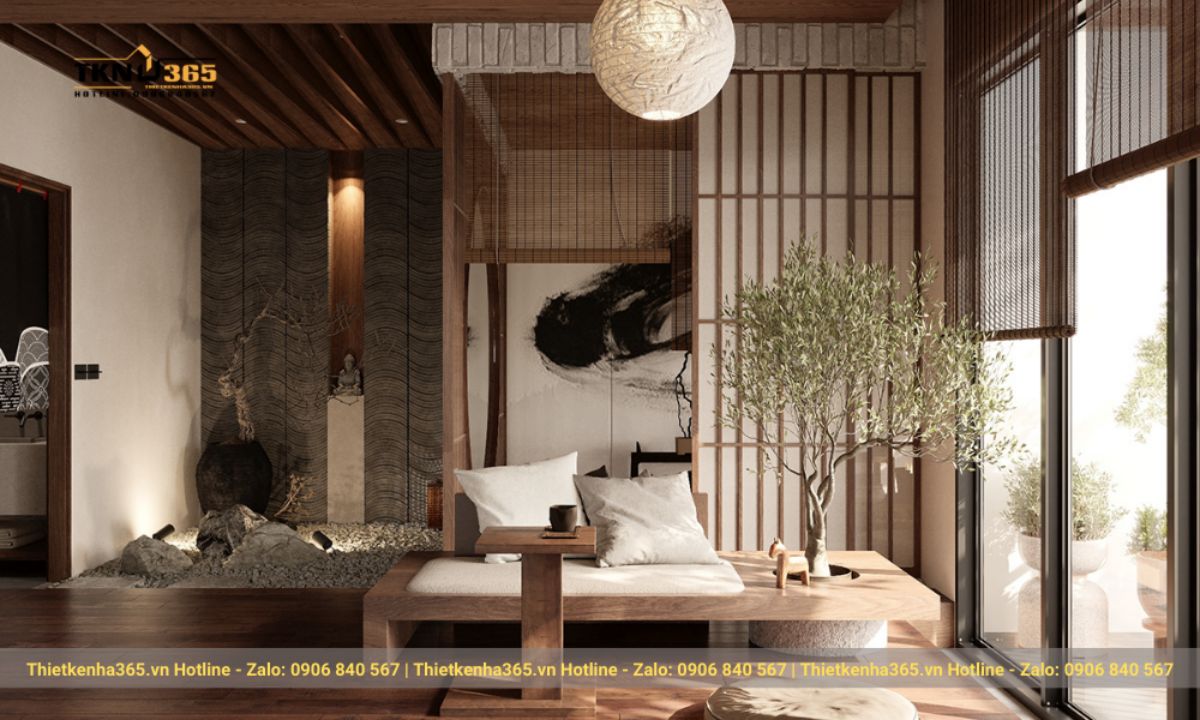 Mẫu 4: Nội thất phong cách Nhật truyền thống kết hợp hiện đại, tiện nghi
