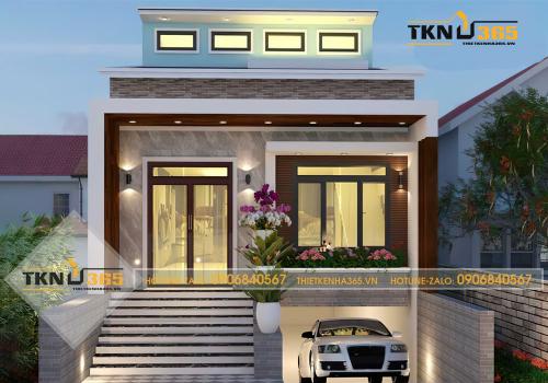 Nhà cấp 4 có tầng hầm chìm siêu đẹp, siêu sang, phía trước có bồn hoa, chậu cảnh làm tăng thêm không khí vui tươi cho ngôi nhà