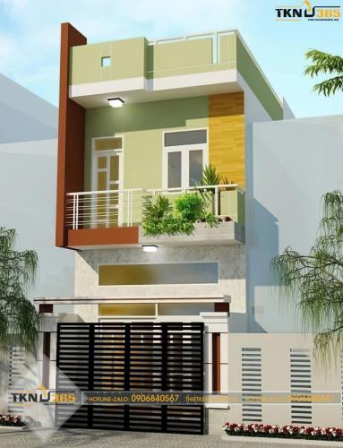 Nhà lệch tầng đẹp 5m với màu sắc tươi mới phối hợp hài hòa