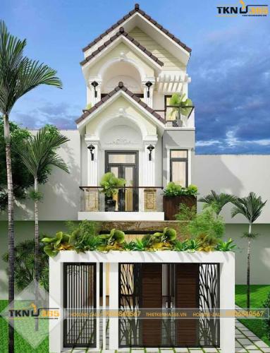 Nhà mái thái có thiết kế hiện đại, ban công được tận dụng để trồng cây