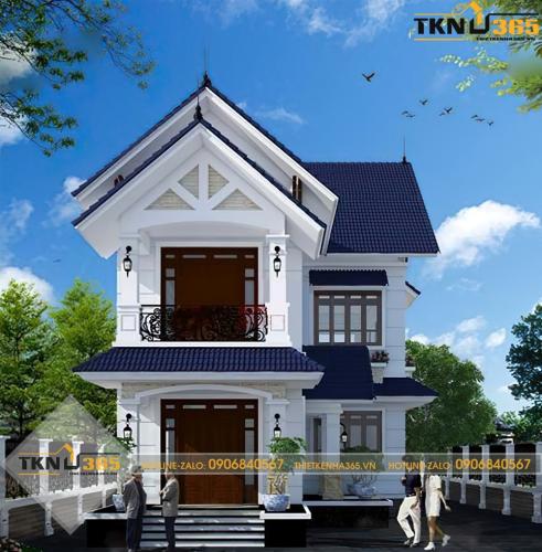 Mẫu nhà 2 tầng 100m2 dáng chữ L 6