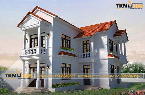 Mẫu nhà 2 tầng 100m2 dáng chữ L 8